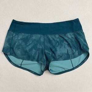 Lululemon Women Run Speed Up 2.5" Short Illusion Tidal Teal Bermuda Print 6 Reg